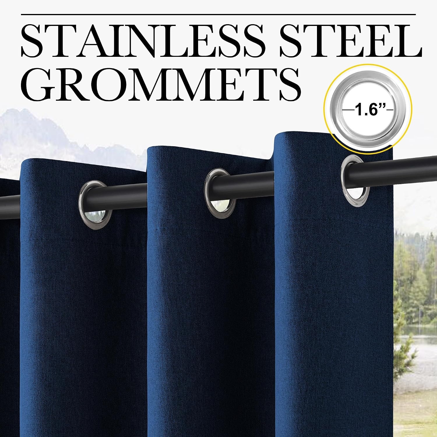 image:imageNICETOWN 100 Blackout Outdoor Curtains for Patio Waterproof 2 PanelsNavy
