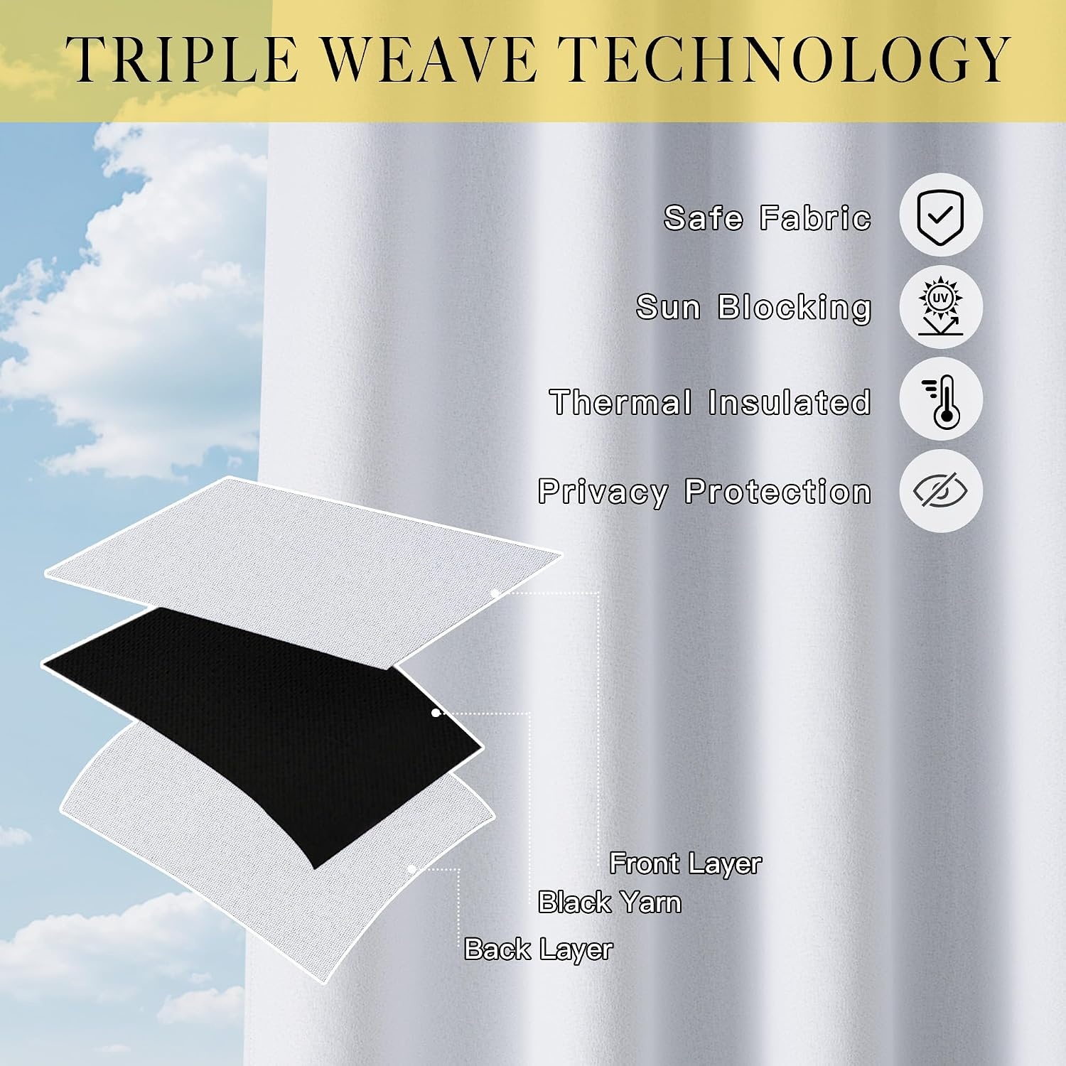 image:imageNICETOWN 100 Blackout Outdoor Curtains for Patio Waterproof 2 PanelsWhite