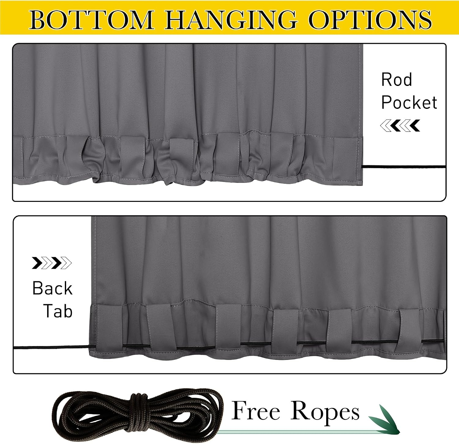 image:imageNICETOWN 2 Panels Outdoor Curtains for Patio Waterproof Windproof W52 x L84Grey