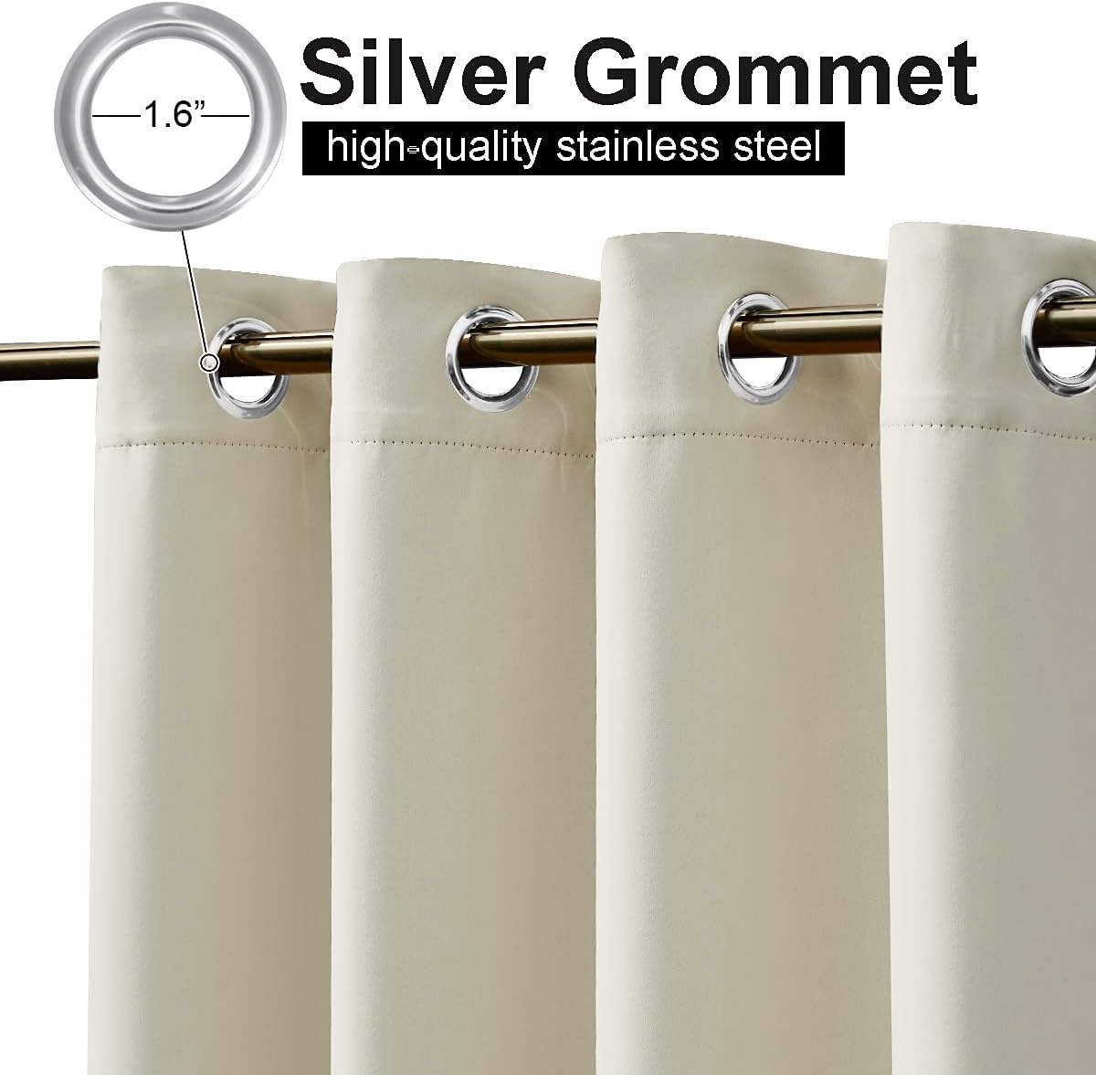 image:imageNICETOWN Weighted Outdoor Curtains for Patio Waterproof W52xL84 in 2 PanelsBeige