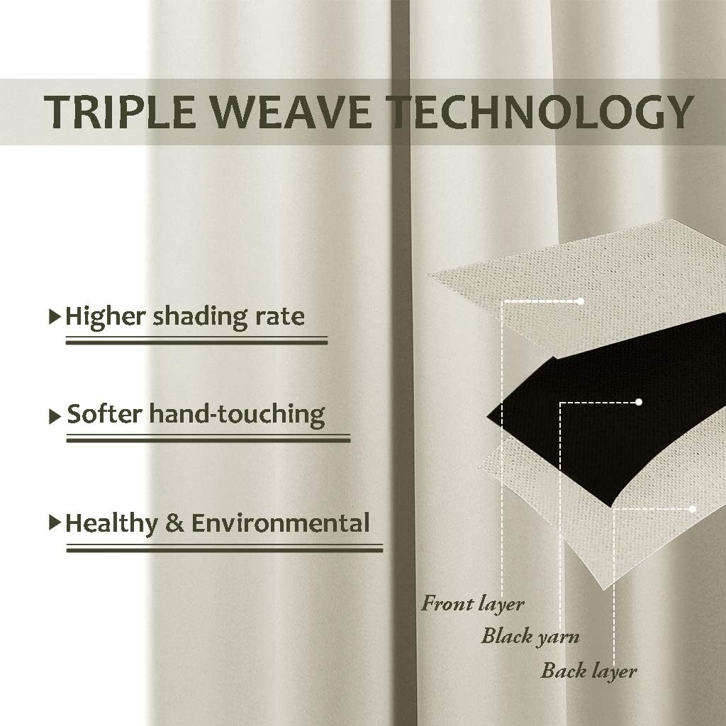 image:imageNICETOWN Weighted Outdoor Curtains for Patio Waterproof W52xL84 in 2 PanelsBeige