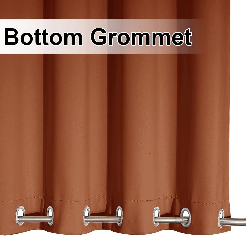 image:imageNICETOWN Weighted Outdoor Curtains for Patio Waterproof W52xL84 in 2 PanelsBurnt Orange