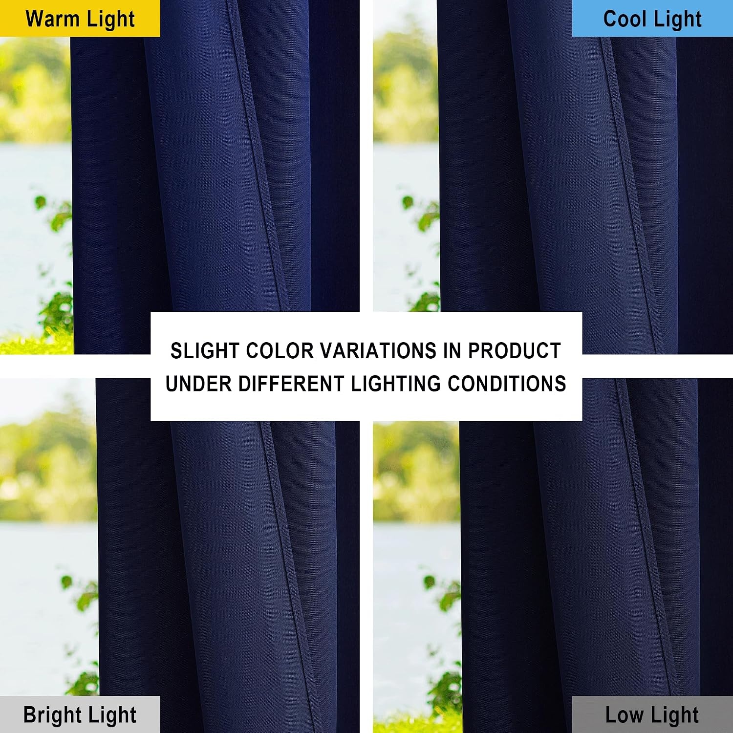 image:imageNICETOWN Weighted Outdoor Curtains for Patio Waterproof W52xL84 in 2 PanelsDark Blue