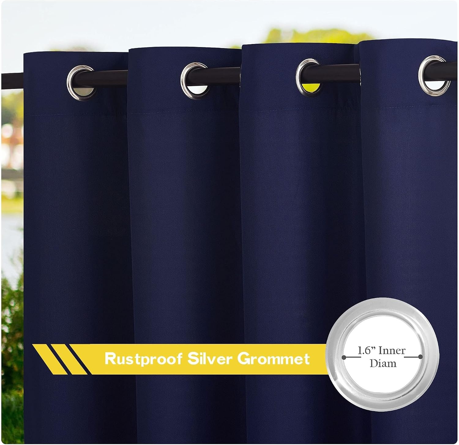 image:imageNICETOWN Weighted Outdoor Curtains for Patio Waterproof W52xL84 in 2 PanelsDark Blue