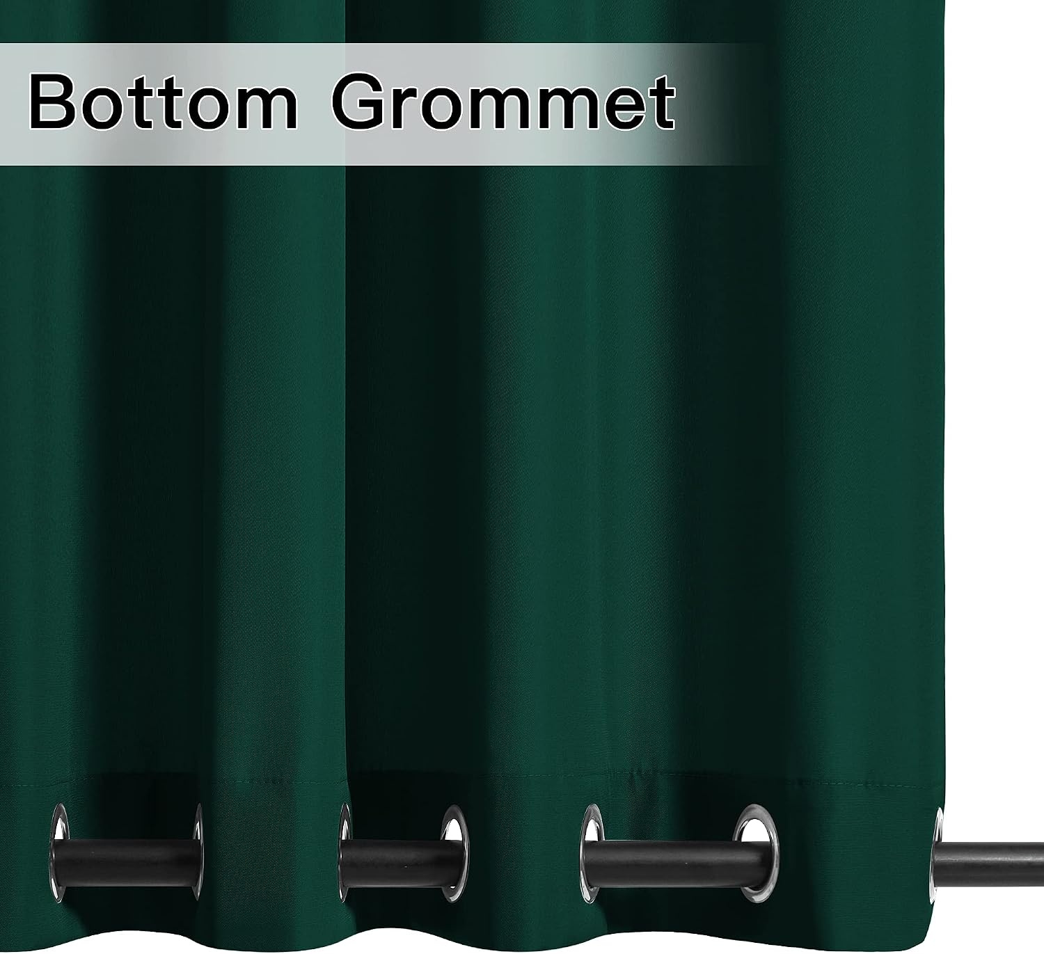 image:imageNICETOWN Weighted Outdoor Curtains for Patio Waterproof W52xL84 in 2 PanelsDark Green