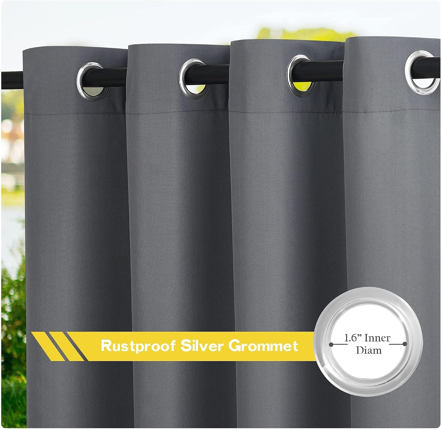 image:imageNICETOWN Weighted Outdoor Curtains for Patio Waterproof W52xL84 in 2 PanelsDove Gray