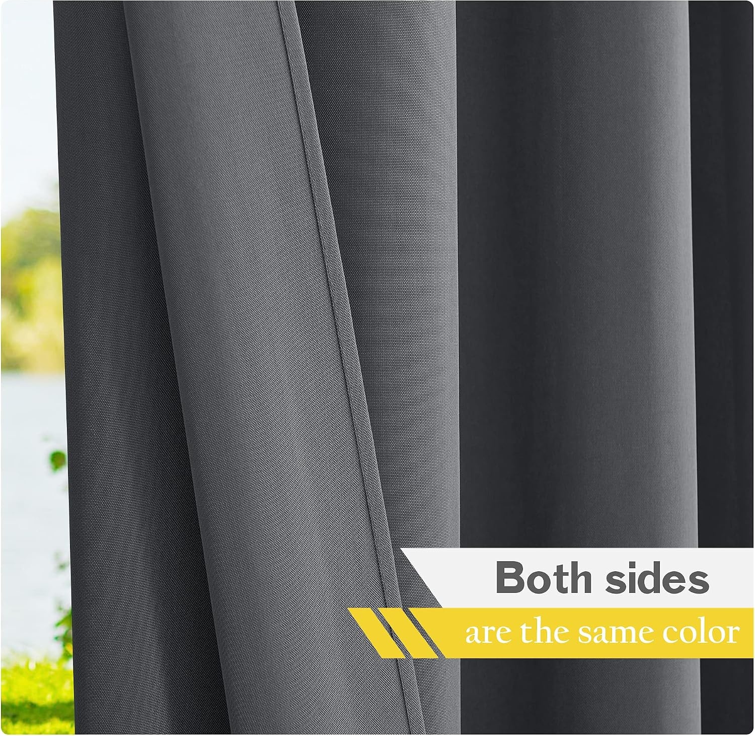 image:imageNICETOWN Weighted Outdoor Curtains for Patio Waterproof W52xL84 in 2 PanelsDove Gray