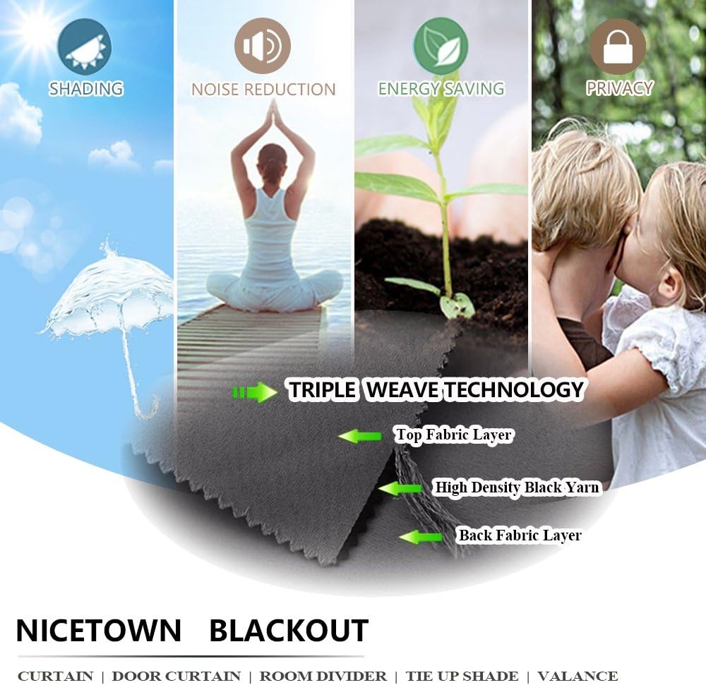 image:imageNICETOWN Weighted Outdoor Curtains for Patio Waterproof W52xL84 in 2 PanelsGrey