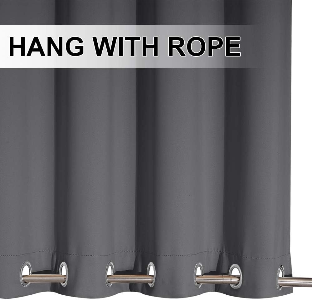image:imageNICETOWN Weighted Outdoor Curtains for Patio Waterproof W52xL84 in 2 PanelsGrey