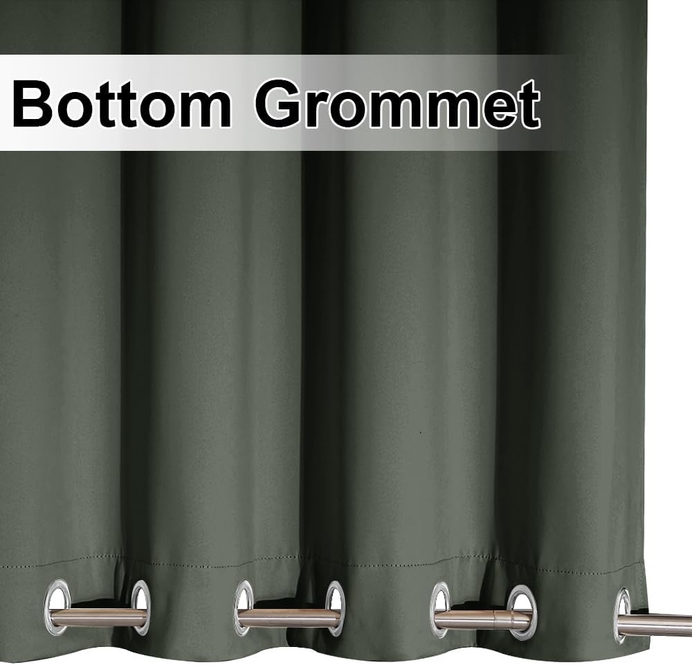 image:imageNICETOWN Weighted Outdoor Curtains for Patio Waterproof W52xL84 in 2 PanelsGreyish Green