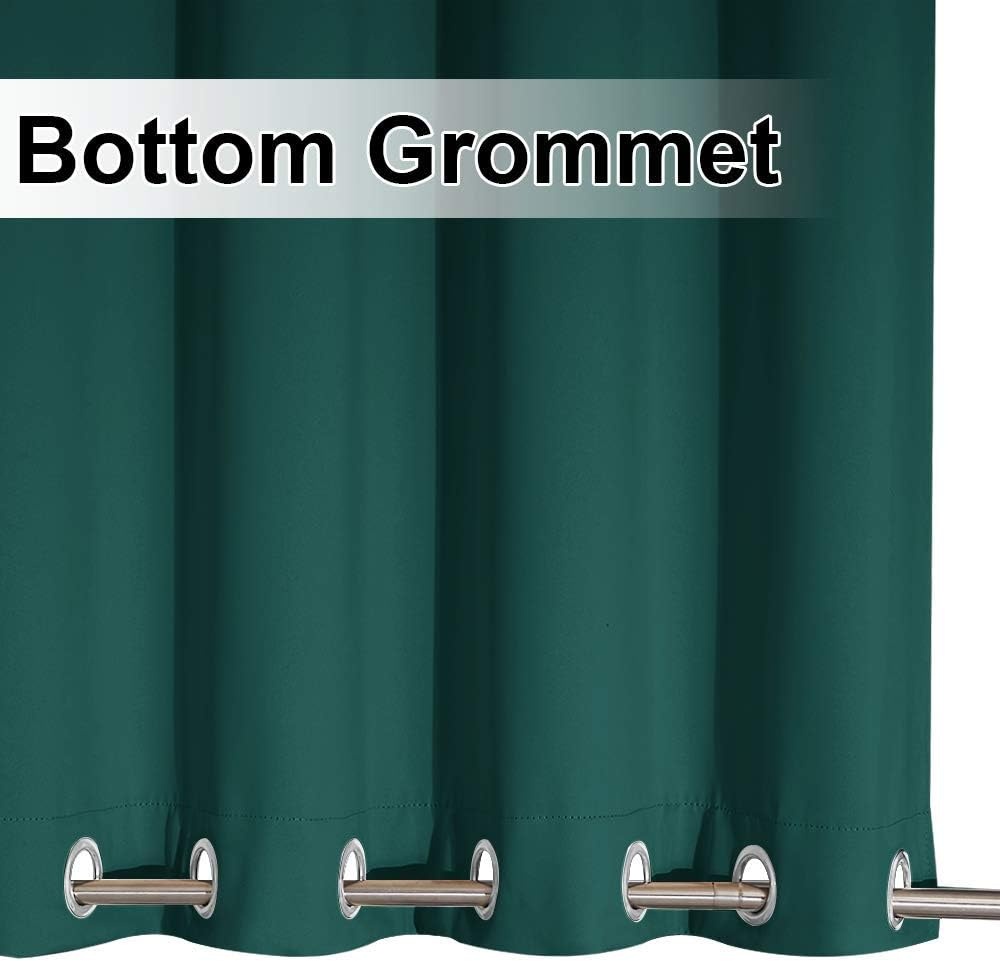 image:imageNICETOWN Weighted Outdoor Curtains for Patio Waterproof W52xL84 in 2 PanelsHunter Green