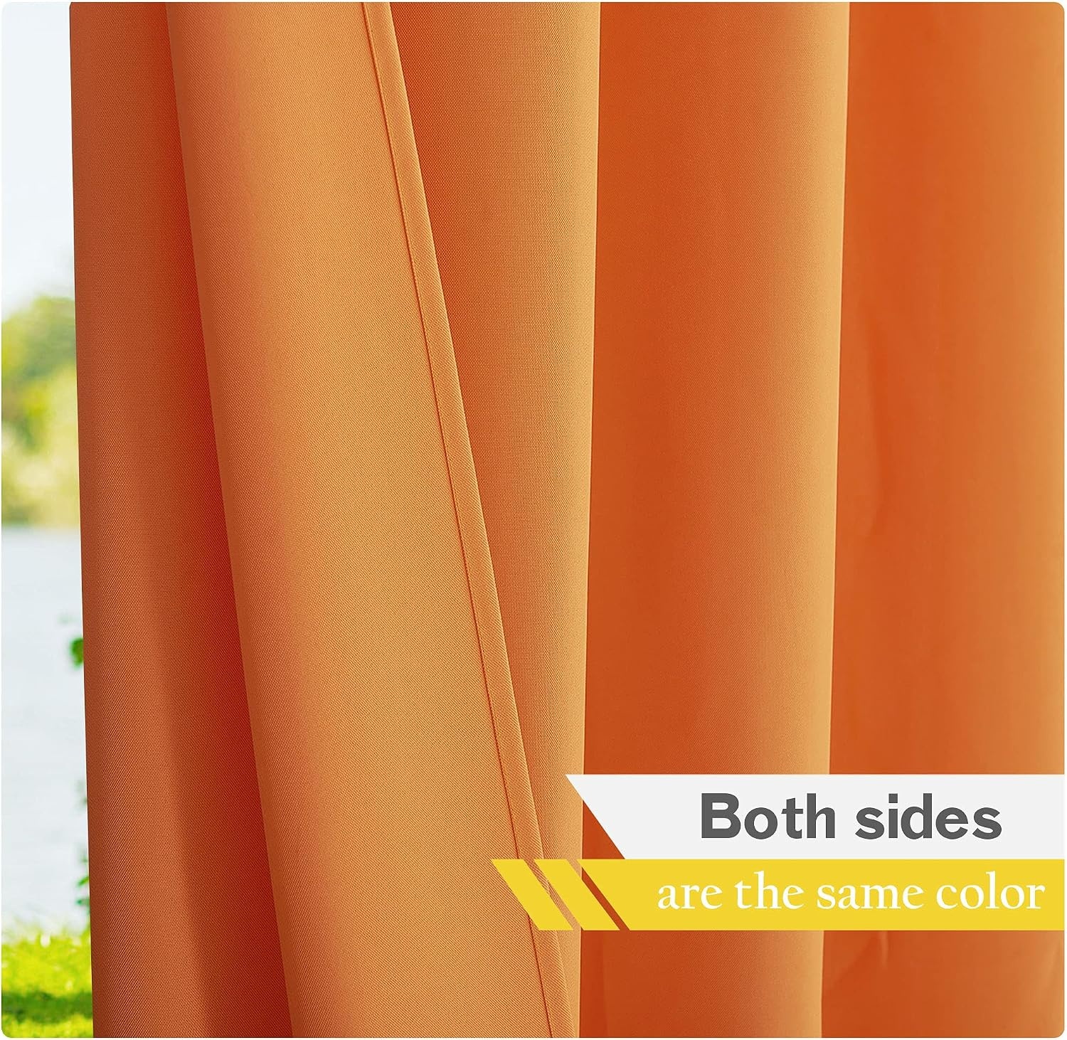 image:imageNICETOWN Weighted Outdoor Curtains for Patio Waterproof W52xL84 in 2 PanelsOrange