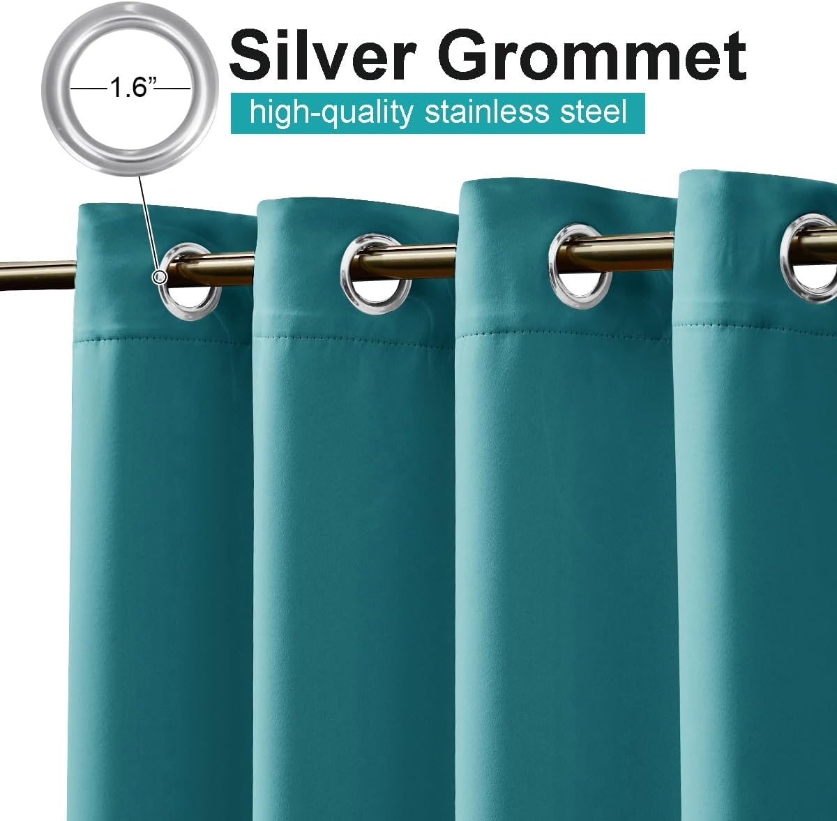 image:imageNICETOWN Weighted Outdoor Curtains for Patio Waterproof W52xL84 in 2 PanelsPeacock Teal