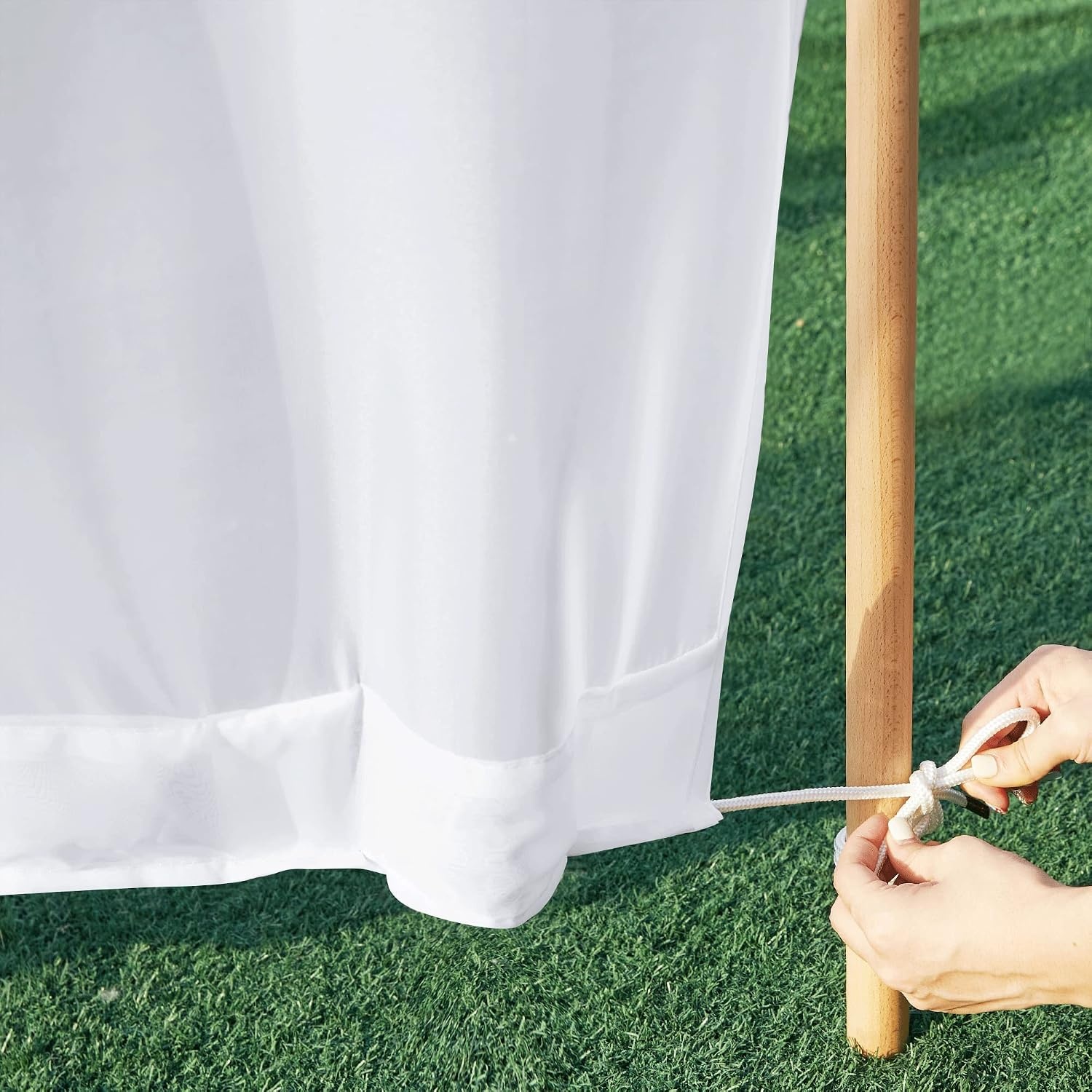 image:imageNICETOWN Weighted Outdoor Curtains for Patio Waterproof W52xL84 in 2 PanelsSheer White