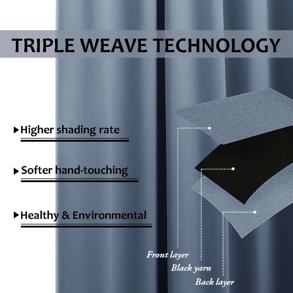 image:imageNICETOWN Weighted Outdoor Curtains for Patio Waterproof W52xL84 in 2 PanelsStone Blue
