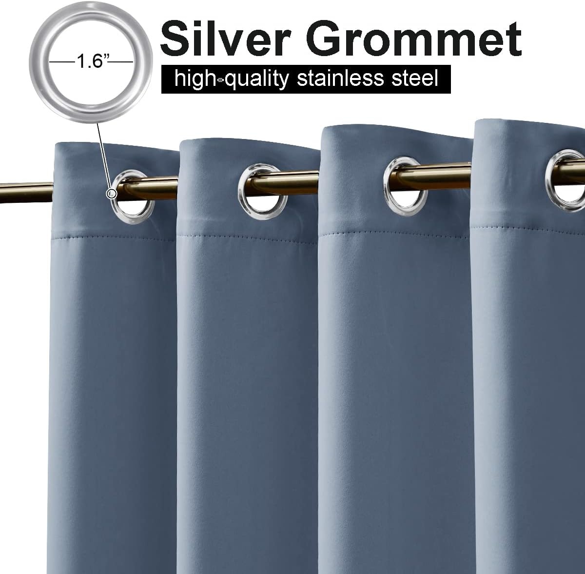 image:imageNICETOWN Weighted Outdoor Curtains for Patio Waterproof W52xL84 in 2 PanelsStone Blue