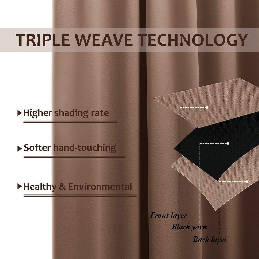 image:imageNICETOWN Weighted Outdoor Curtains for Patio Waterproof W52xL84 in 2 PanelsTan