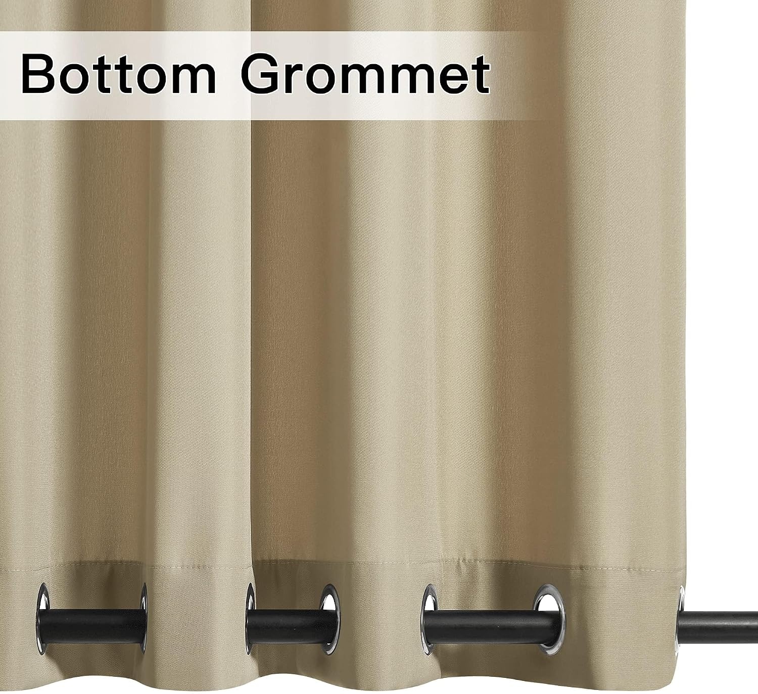 image:imageNICETOWN Weighted Outdoor Curtains for Patio Waterproof W52xL84 in 2 PanelsTaupe