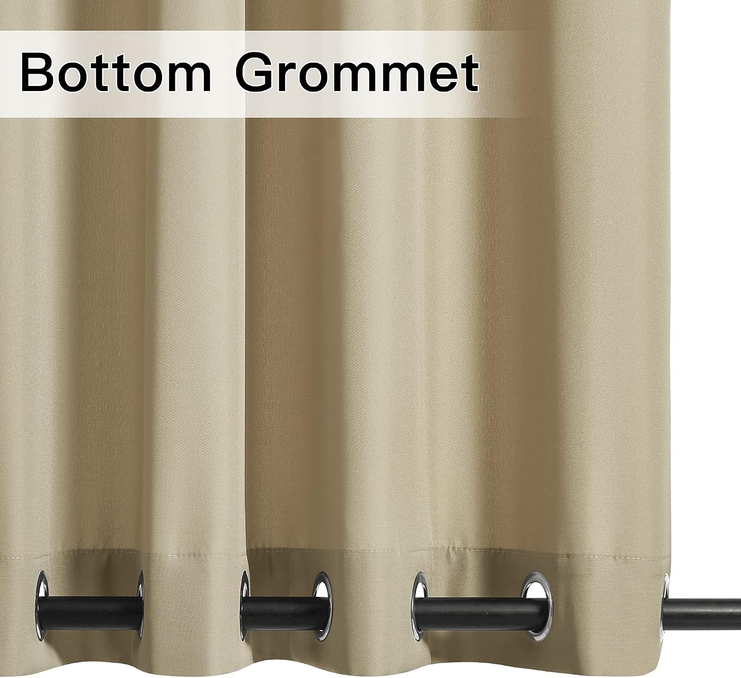 image:imageNICETOWN Weighted Outdoor Curtains for Patio Waterproof W52xL84 in 2 PanelsTaupe