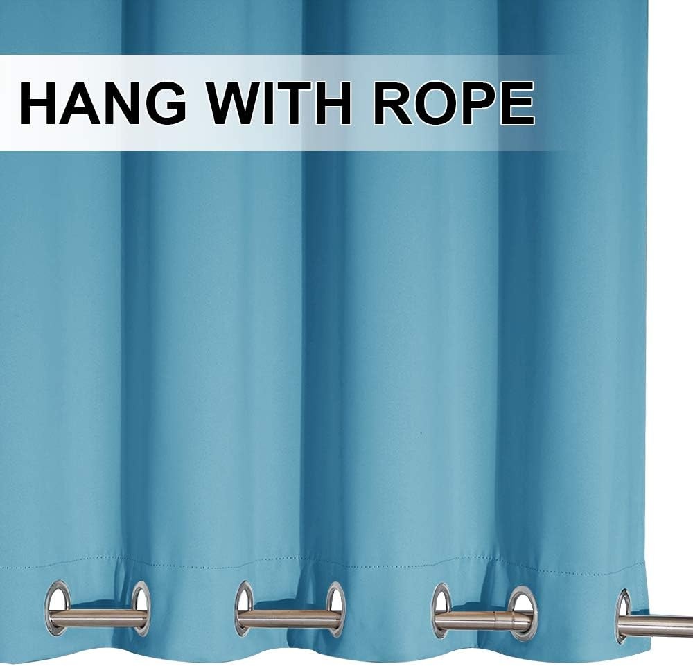 image:imageNICETOWN Weighted Outdoor Curtains for Patio Waterproof W52xL84 in 2 PanelsTeal Blue