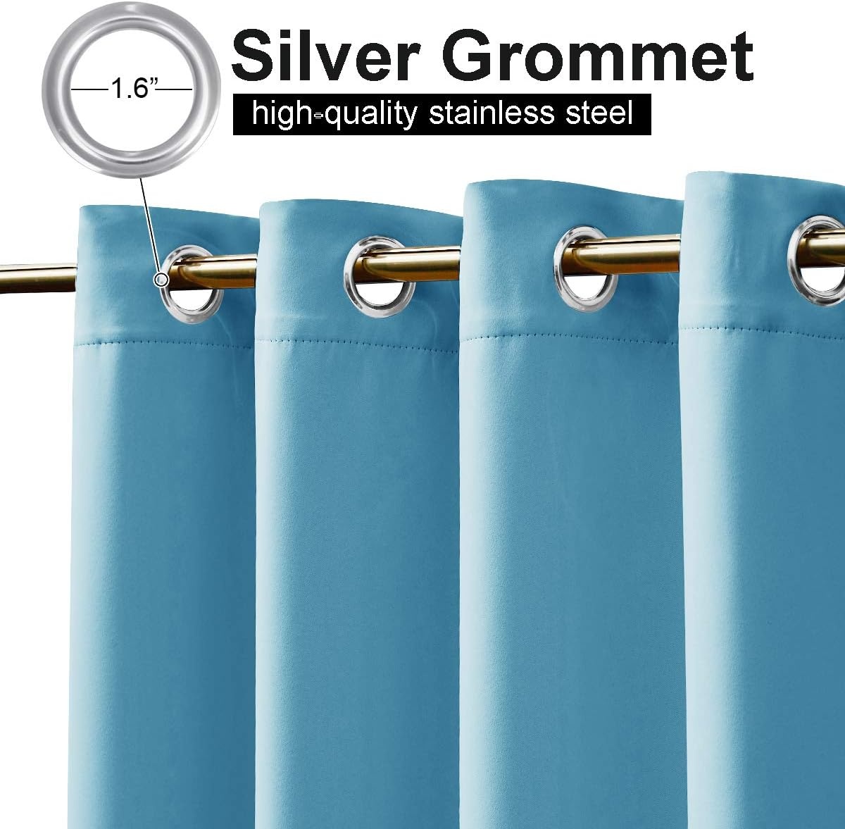 image:imageNICETOWN Weighted Outdoor Curtains for Patio Waterproof W52xL84 in 2 PanelsTeal Blue