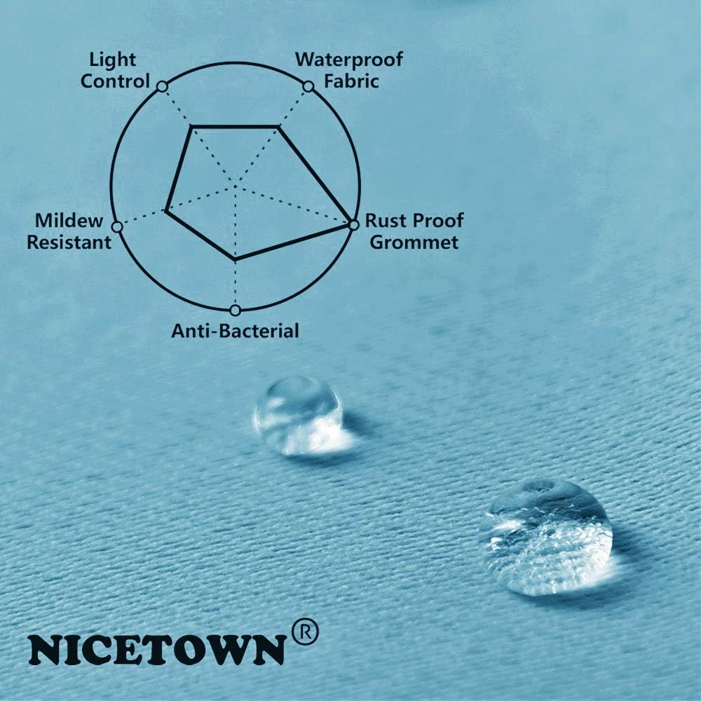 image:imageNICETOWN Weighted Outdoor Curtains for Patio Waterproof W52xL84 in 2 PanelsTeal Blue