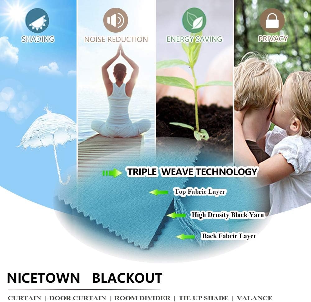 image:imageNICETOWN Weighted Outdoor Curtains for Patio Waterproof W52xL84 in 2 PanelsTeal Blue