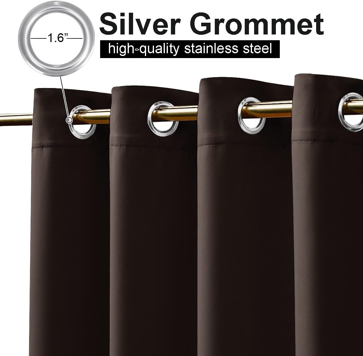 image:imageNICETOWN Weighted Outdoor Curtains for Patio Waterproof W52xL84 in 2 PanelsToffee Brown