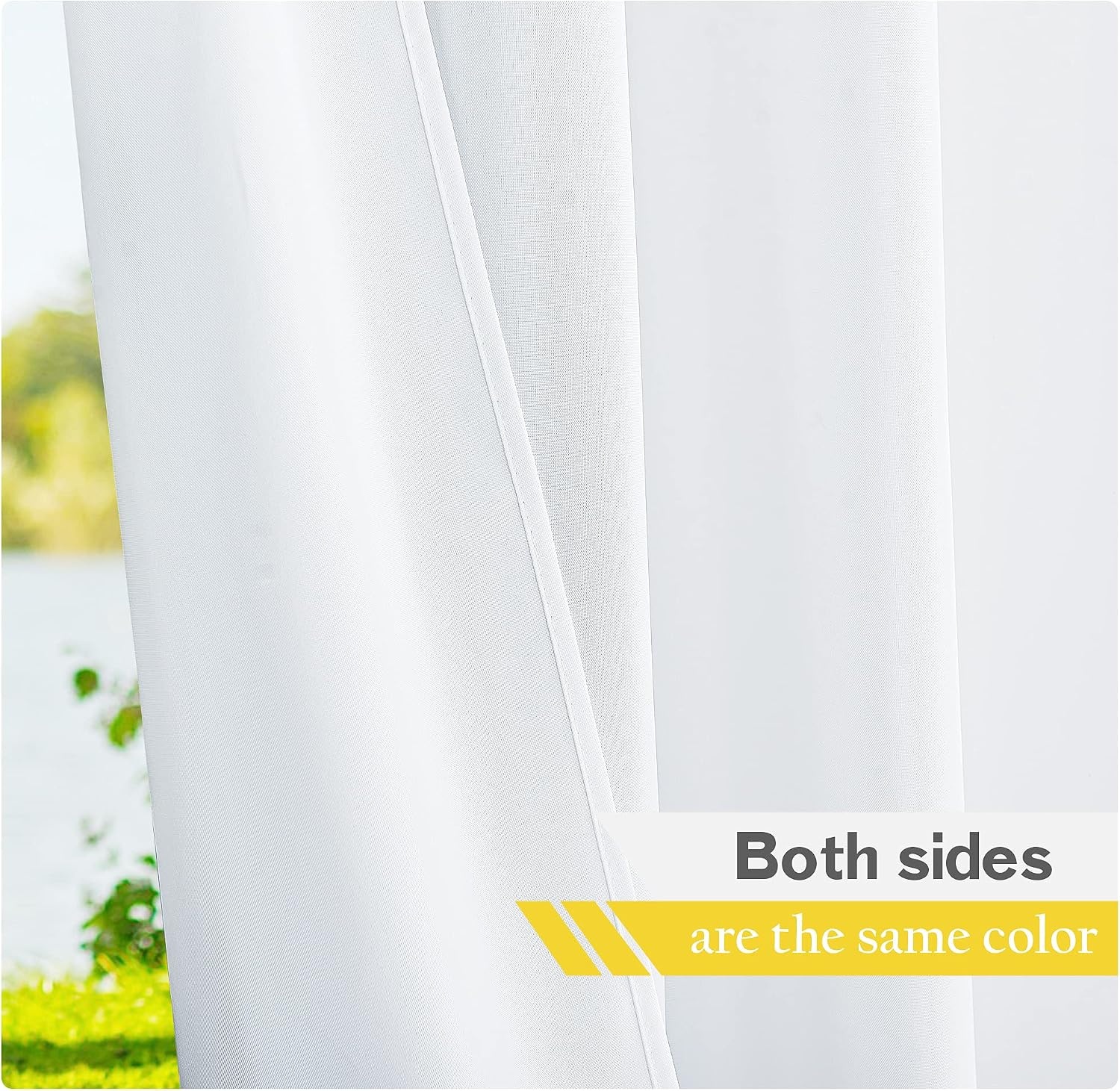 image:imageNICETOWN Weighted Outdoor Curtains for Patio Waterproof W52xL84 in 2 PanelsWhite