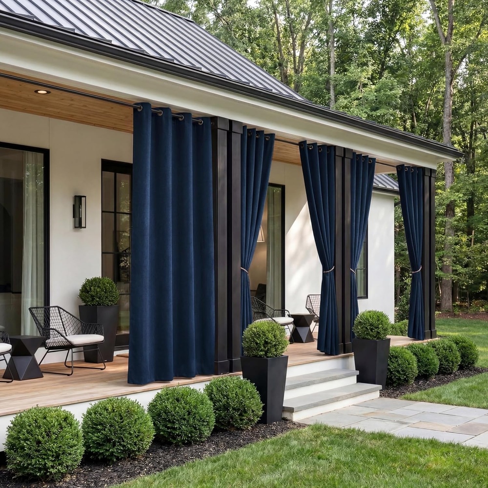 image:imageNICETOWN 100 Blackout Outdoor Curtains for Patio Waterproof 2 PanelsNavy