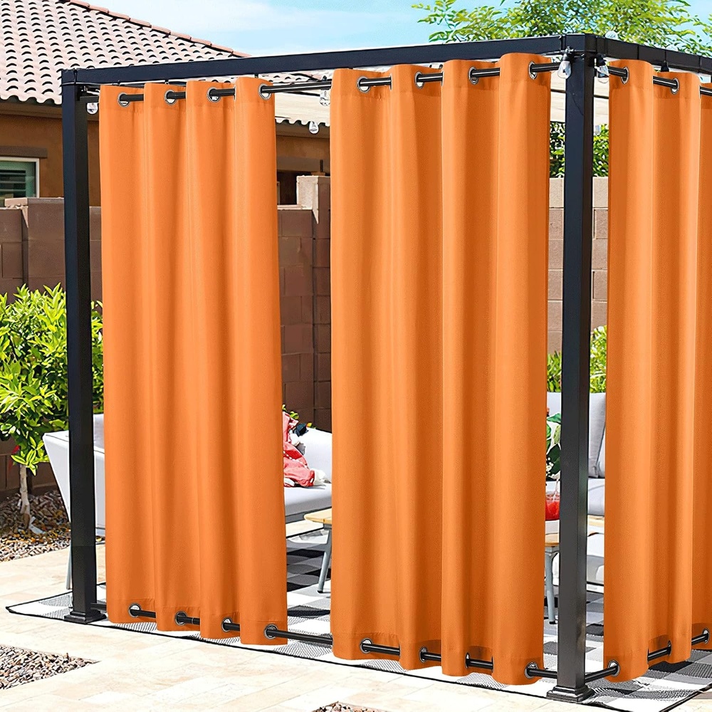 image:imageNICETOWN Weighted Outdoor Curtains for Patio Waterproof W52xL84 in 2 PanelsOrange