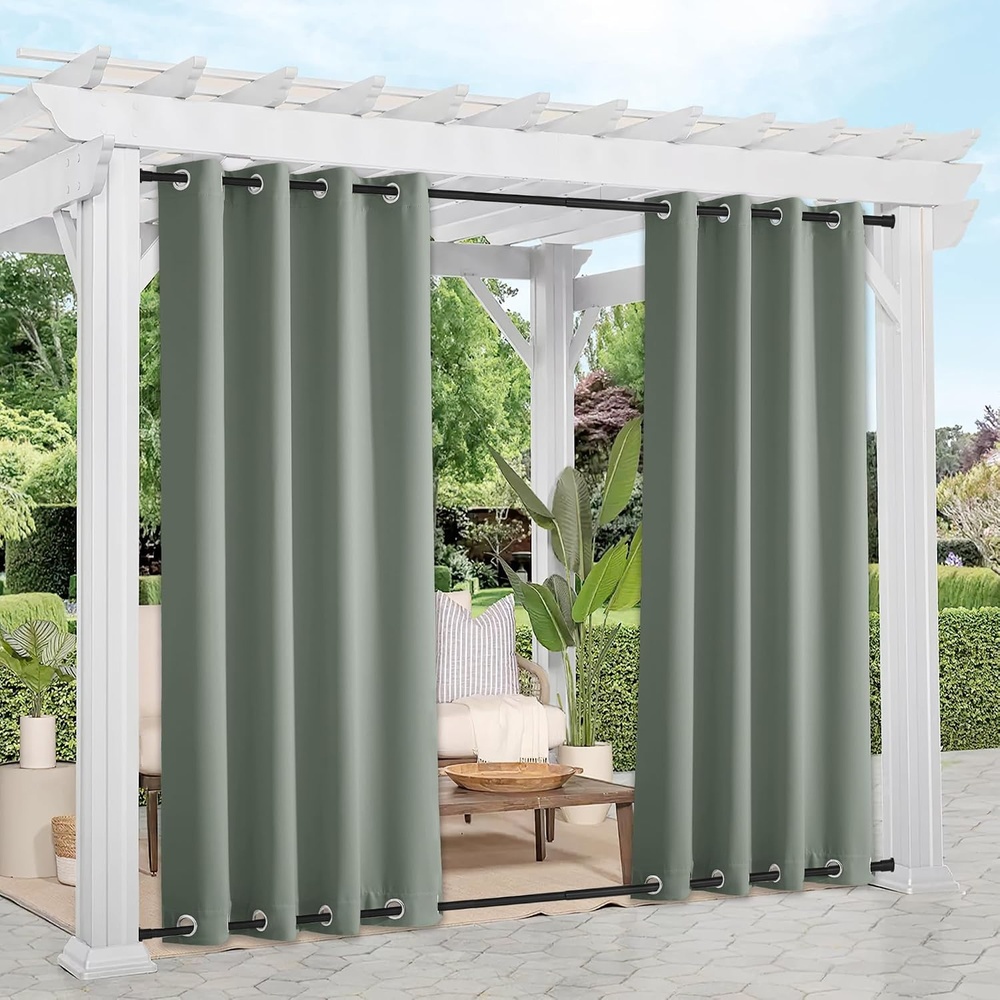 image:imageNICETOWN Weighted Outdoor Curtains for Patio Waterproof W52xL84 in 2 PanelsSage Green