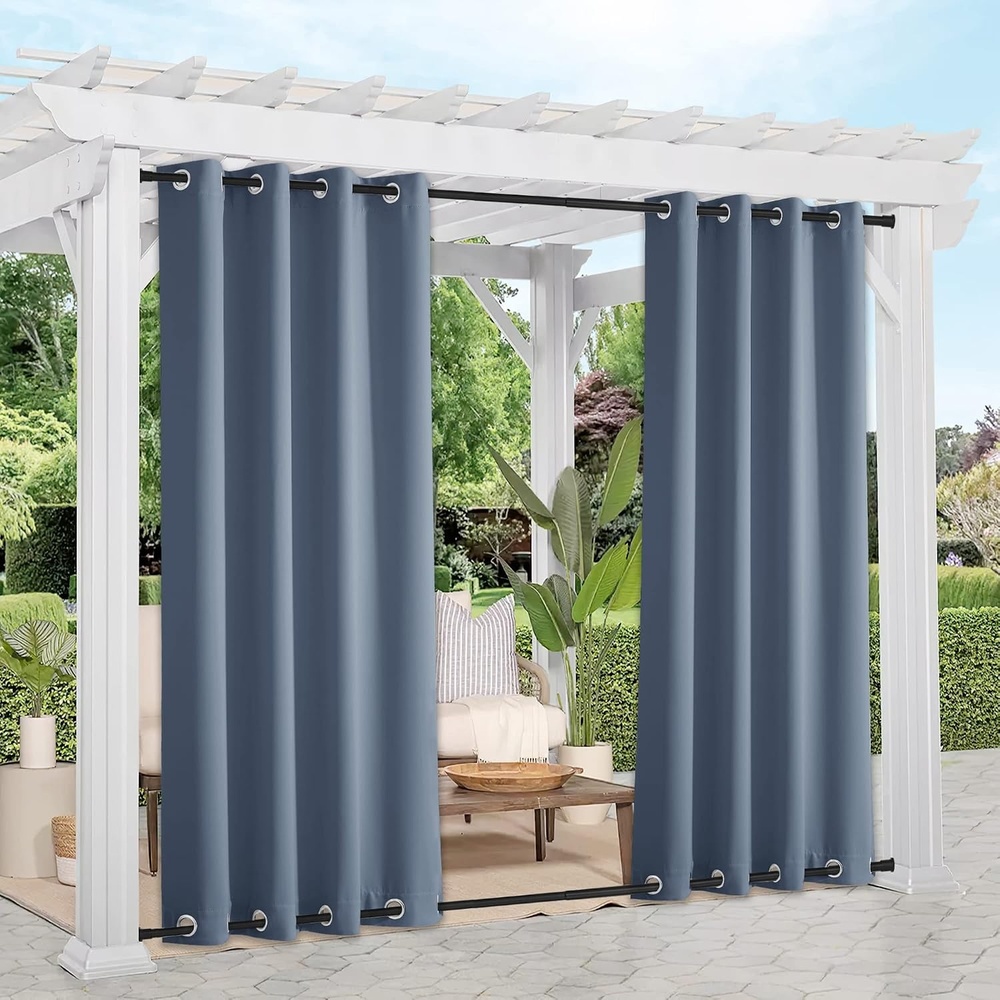 image:imageNICETOWN Weighted Outdoor Curtains for Patio Waterproof W52xL84 in 2 PanelsStone Blue