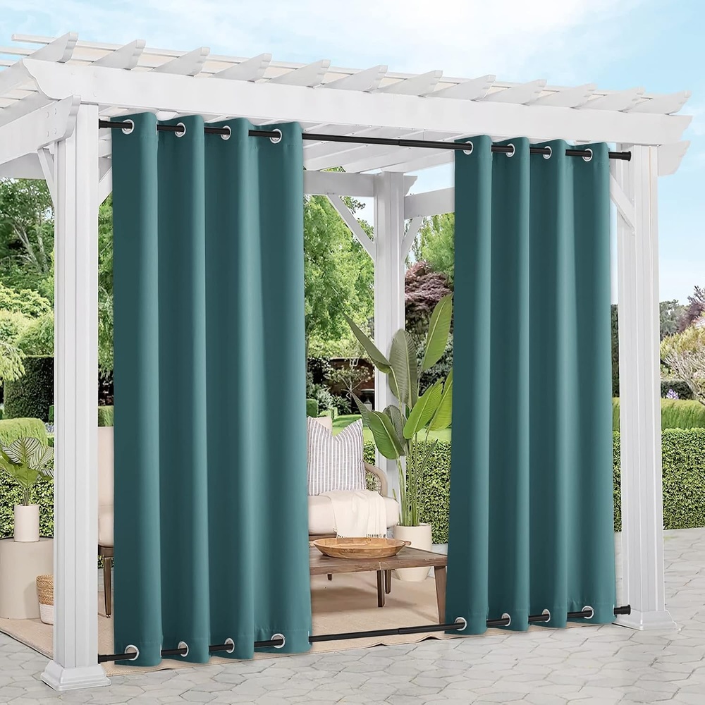 image:imageNICETOWN Weighted Outdoor Curtains for Patio Waterproof W52xL84 in 2 PanelsTeal