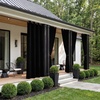 NICETOWN 100% Blackout Outdoor Curtains for Patio Waterproof 2 Panels(Black)