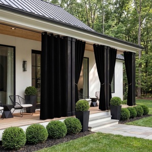 NICETOWN 100% Blackout Outdoor Curtains for Patio Waterproof 2 Panels(Black)