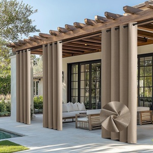 NICETOWN 100% Blackout Outdoor Curtains for Patio Waterproof 2 Panels(Taupe)
