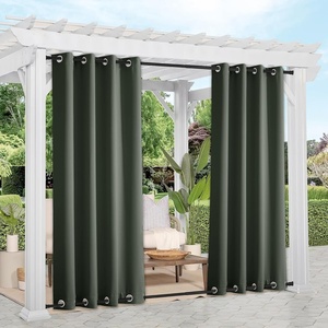 NICETOWN Weighted Outdoor Curtains for Patio Waterproof W52xL84 in 2 Panels(Greyish Green)