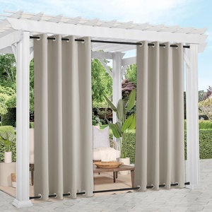 NICETOWN Weighted Outdoor Curtains for Patio Waterproof W52xL84 in 2 Panels(Natural)