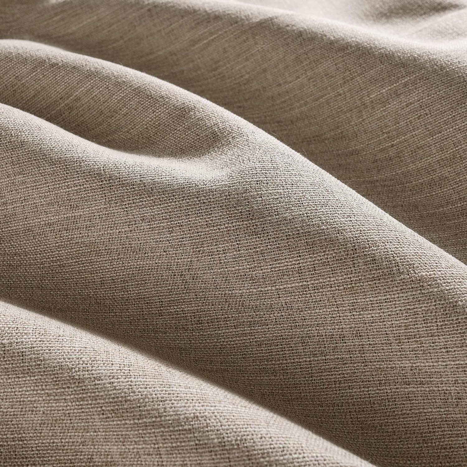 image:imageNICETOWN PRO 40x95 Natural 100 Full Blackout Faux Linen Curtains Set of 2 Panels 6cm High Temperature Pleated Back Tab Drapes for Living Room Thermal Insulated Window Treatments Elegant StyleCamel