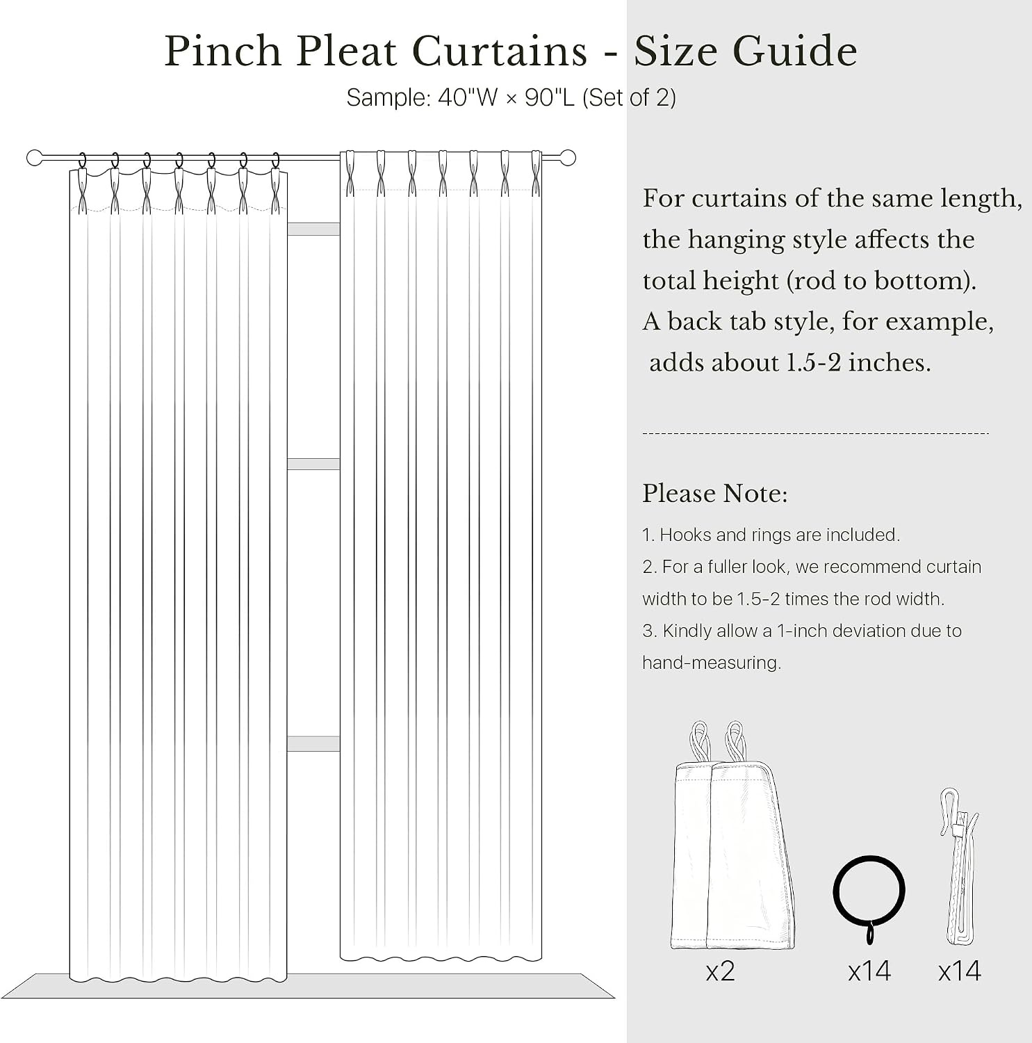 image:imageNICETOWN PRO 40x95 Natural 100 Full Blackout Faux Linen Curtains Set of 2 Panels 6cm High Temperature Pleated Back Tab Drapes for Living Room Thermal Insulated Window Treatments Elegant StyleNatural