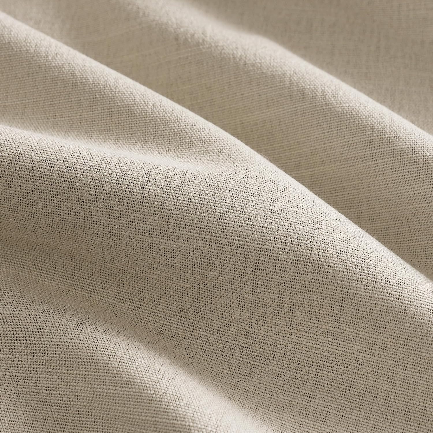 image:imageNICETOWN PRO 40x95 Natural 100 Full Blackout Faux Linen Curtains Set of 2 Panels 6cm High Temperature Pleated Back Tab Drapes for Living Room Thermal Insulated Window Treatments Elegant StyleBeige