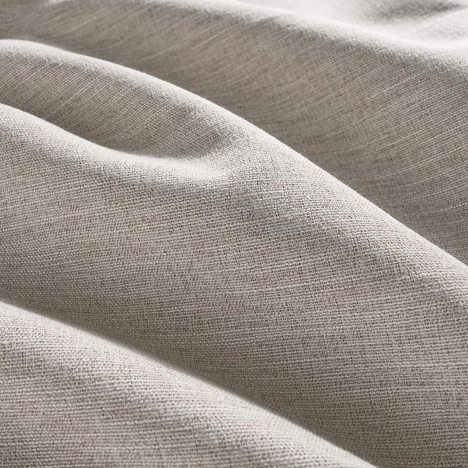 image:imageNICETOWN PRO 40x95 Natural 100 Full Blackout Faux Linen Curtains Set of 2 Panels 6cm High Temperature Pleated Back Tab Drapes for Living Room Thermal Insulated Window Treatments Elegant StyleNatural