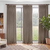 NICETOWN PRO 40×95 Natural 100% Full Blackout Faux Linen Curtains, Set of 2 Panels, 6cm High Temperature Pleated Back Tab Drapes for Living Room, Thermal Insulated Window Treatments, Elegant Style(Camel)