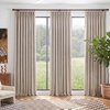 NICETOWN PRO 40×95 Natural 100% Full Blackout Faux Linen Curtains, Set of 2 Panels, 6cm High Temperature Pleated Back Tab Drapes for Living Room, Thermal Insulated Window Treatments, Elegant Style(Beige)