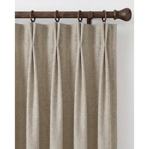 NICETOWN PRO 40×95 Natural 100% Full Blackout Faux Linen Curtains, Set of 2 Panels, 6cm High Temperature Pleated Back Tab Drapes for Living Room, Thermal Insulated Window Treatments, Elegant Style(Beige)