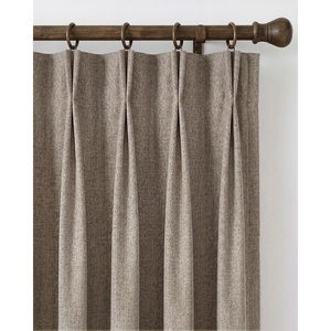 NICETOWN PRO 40×95 Natural 100% Full Blackout Faux Linen Curtains, Set of 2 Panels, 6cm High Temperature Pleated Back Tab Drapes for Living Room, Thermal Insulated Window Treatments, Elegant Style(Camel)