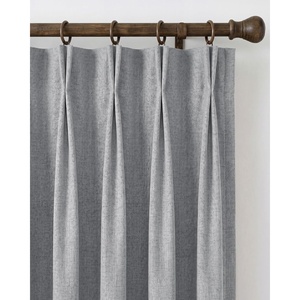 NICETOWN PRO 40×95 Natural 100% Full Blackout Faux Linen Curtains, Set of 2 Panels, 6cm High Temperature Pleated Back Tab Drapes for Living Room, Thermal Insulated Window Treatments, Elegant Style(Grey)