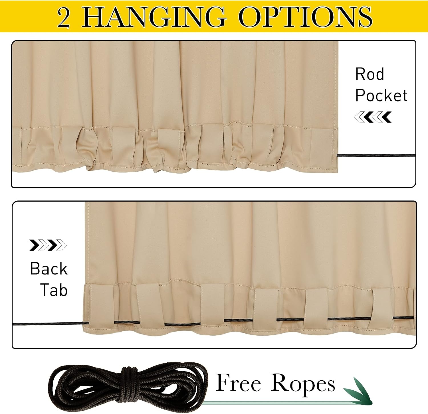 image:imageNICETOWN 2 PCs Waterproof Outdoor Curtains for Patio W52xL84 Biscotti BeigeBiscotti Beige