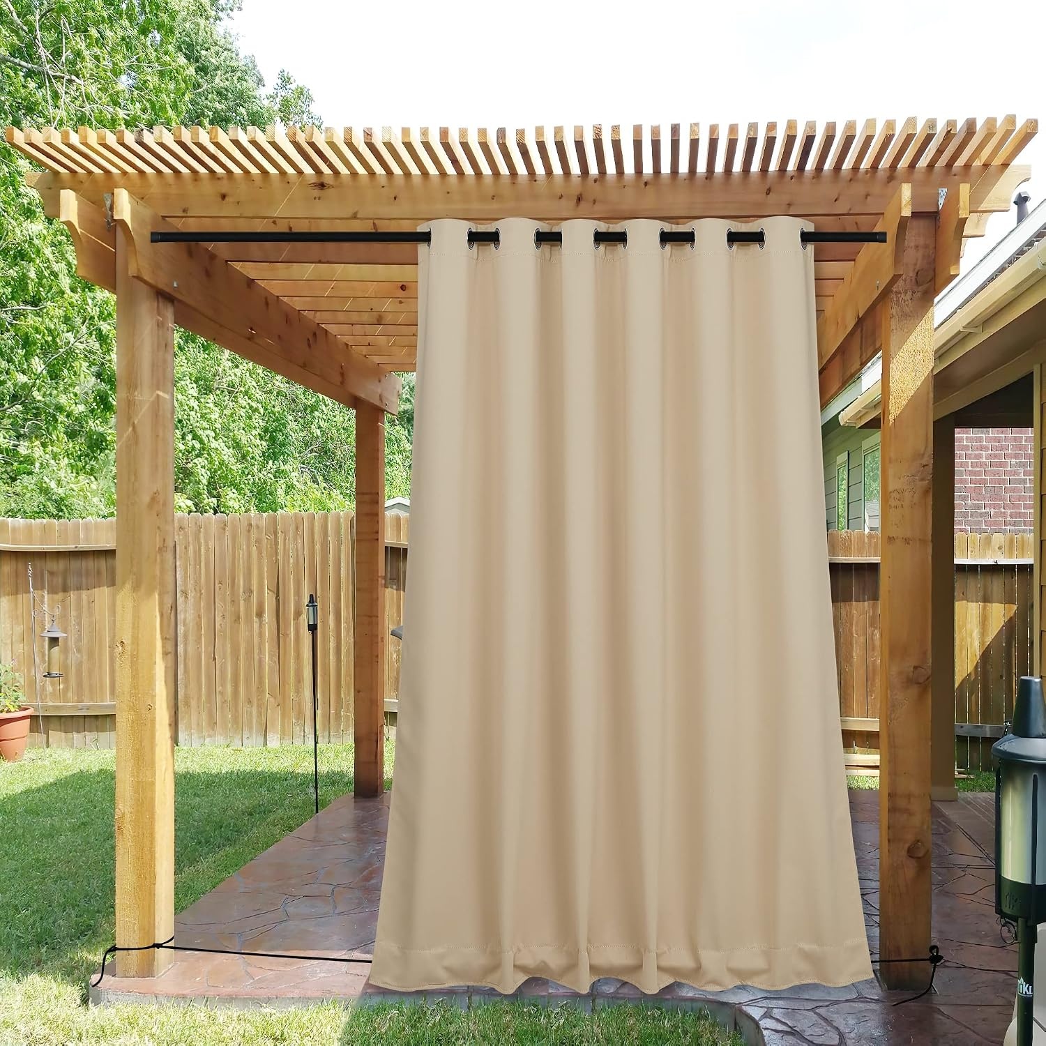 image:imageNICETOWN 2 PCs Waterproof Outdoor Curtains for Patio W52xL84 Biscotti BeigeBiscotti Beige